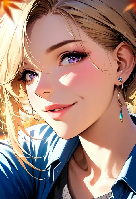 (Best Quality,4K,8k,High resolution,masterpiece:1.2),非常にdetailed,Vibrant colors,Beautiful details,Low contrast、Blonde、juvenile、1 male、One person、Realistic Lighting、School、、Earrings、Face Focus、smile、明るいsmile、(masterpiece), (Best Quality: 1.0), (超High resolu...