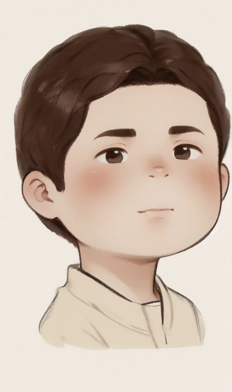 chibi painting, face of man, bald head, chibi. Brown hair.