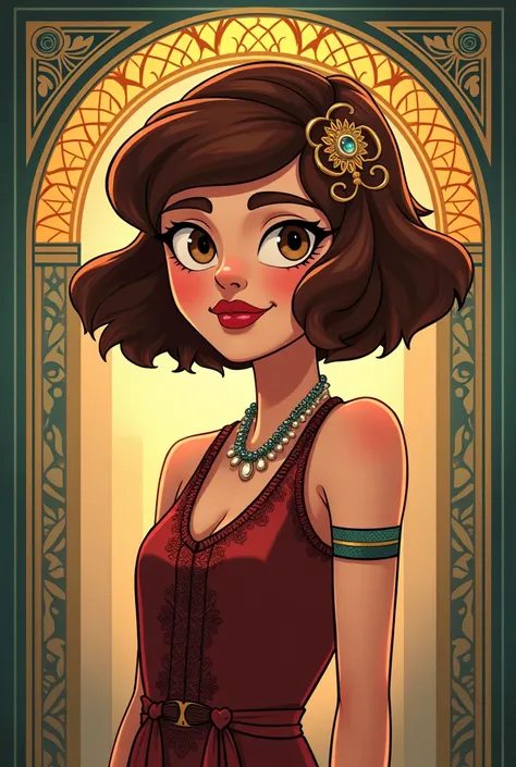 Mabel pines, Gravity Falls, 1920, flapper, art, short hair, Brown hair, Hair ornament, character design, 