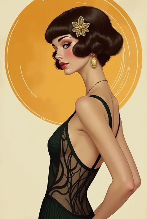 1920, flapper, art, short hair, Brown hair, Hair ornament, Plano americano, dance, Minimalism, 