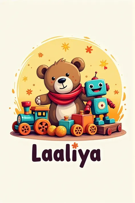 Logo with brand name Laaliya. It should contain toys