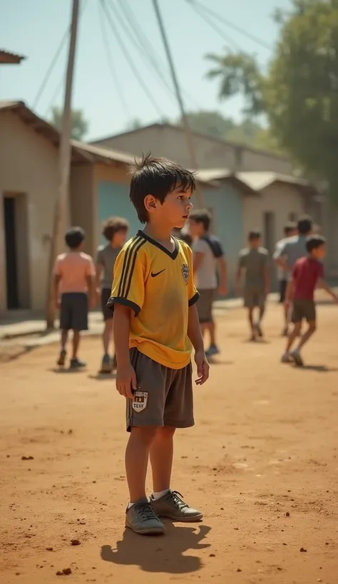 In a dusty neighborhood soccer field in Rosario, Argentina, a young Lionel Messi stands on the uneven ground, his shoes slightly too big for his small feet. His dark hair is tousled, clinging to his sweaty forehead under the midday sun. Around him, the oth...