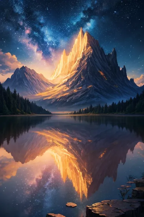 Best Quality、Landscape painting、Fantasy art、Starry Sky、grow、dramatic