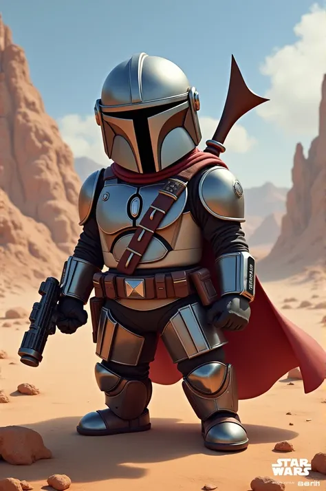 Draw Kirby transformed into the Mandalorian