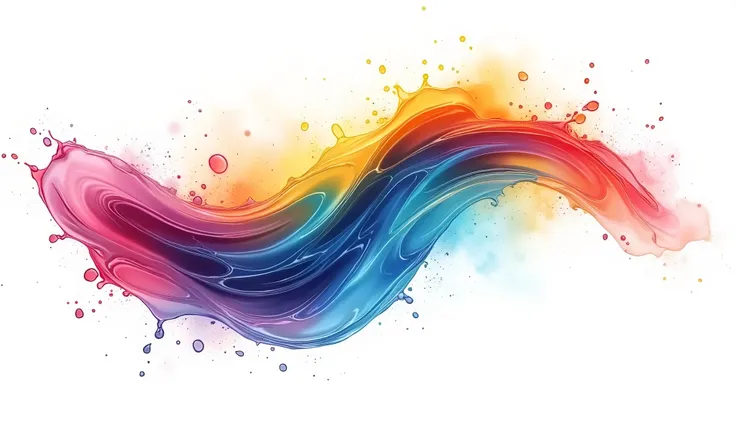 Rainbow wave. Colorful paint splash. Isolated design element on the transparent background