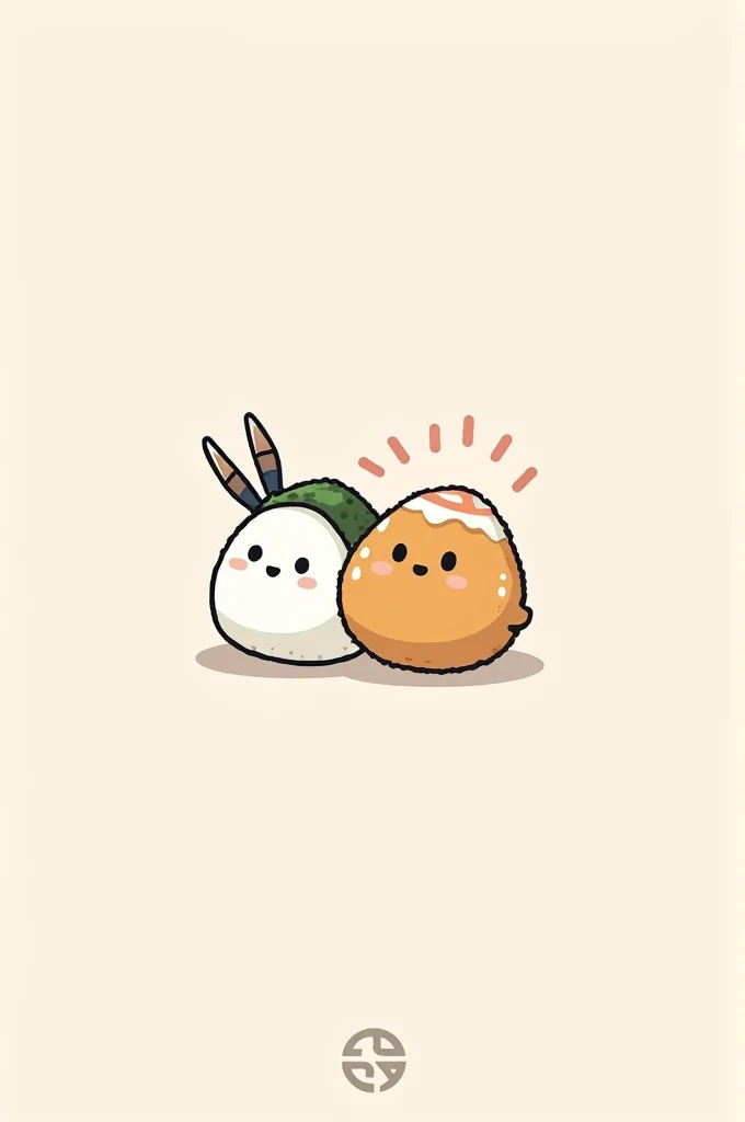 Make a logo:

Japanese Rice Ball (Onigiri): A cute, smiling rice ball with pastle colors like soft white and black. You could add little details like a small seaweed face.
Takoyaki: A cute takoyaki ball, also with a smiling face, maybe drizzled with a past...