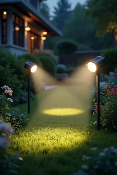 Realistic focused cover image on spot lights for outdoor gardens 