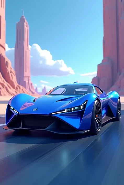 Pixar effect blue sports car