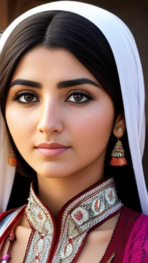 A beautiful Afghan woman focus on her face.