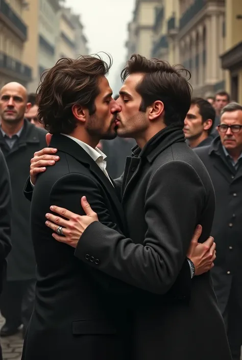 Victor Hugo, a man of , kissing your friend caio on the tongue, while everyone is surprised that they are gay