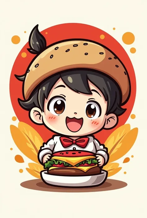 Create a fast food logo with anime animation. 