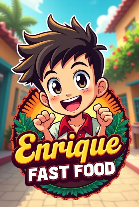 Create a Dominican fast food logo with anime animation titled Enrique Buys Food 