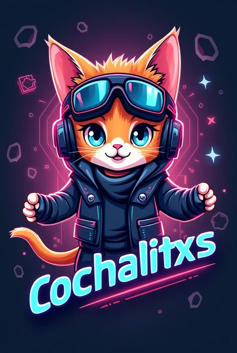 Create a cool logo with a gamer kitten with the name COCHALITXS