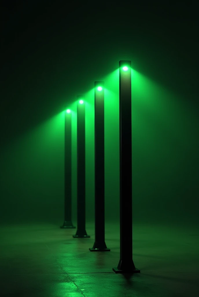 Black and green bollard lights 