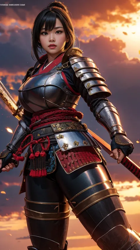 girl japanese warrior samurai, big breasts, realistic 1.5, perfect body, armor sexy