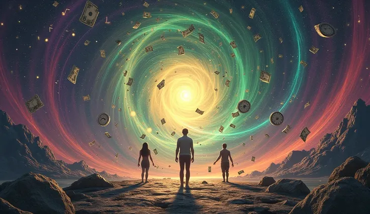 Create an mind-blowing YouTube thumbnail in MrBeasts signature style for the video 🌈💸 Quantum Cash Flow: Solfeggio Frequencies for Financial Freedom (963Hz). The image should feature:

A massive, swirling quantum vortex dominating the center of the image:
...