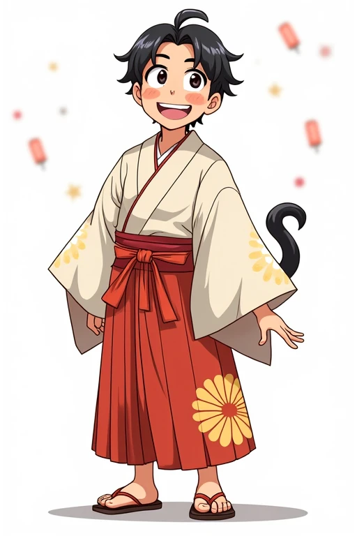 Japanese festival male illustration background white funny full body