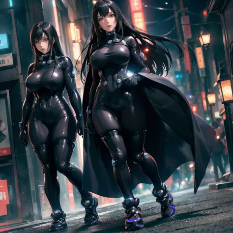 Reika Shimohira、Gantz、Reika Shimohira、Beautiful Face、2 girls、Big Breasts、Elegant mature woman、Beautiful woman、Gantz、Outstanding style、No exposure、Full Body Suit、Full body fit suit、Gloss、night、city、Open your thighs