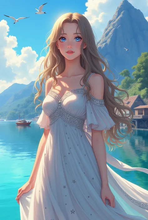 Andromeda is a beautiful young woman of about 1., with an appearance that exudes grace and dignity. Their hair is long and wavy, of a light brown tone, that shines in the sun. She has deep, expressive eyes, of a serene blue, that reflect both innocence and...