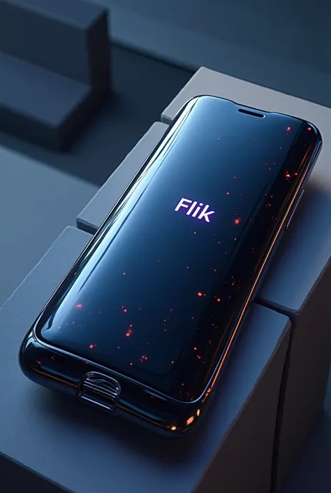 A mobile phone with curved display and in display fingerprint reader and with triple camera system and also one front camera , with a brand name flik on middle part of mobile phone . At last with attractive look 