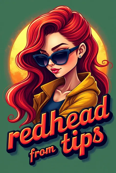 
1. Nome do Grupo: "Redhead from Tips" in large, animated letters, In Brazilian Portuguese, perhaps with a font style that reminds of sports or something dynamic.


2. Cores: Use bright colors like red, orange and yellow, that go well with the image of a r...