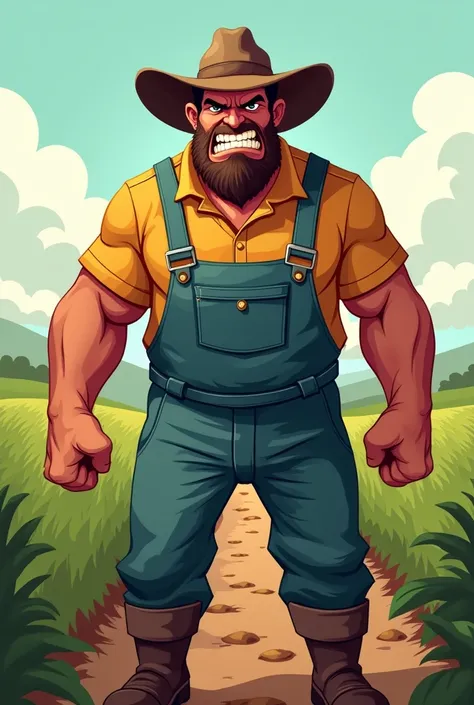 farmer with angry face 2d full body 
