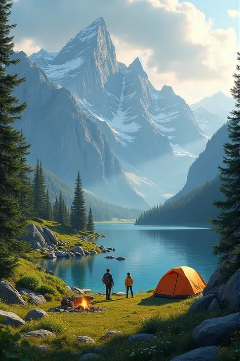 Camping in mountain atmosphere landscape 