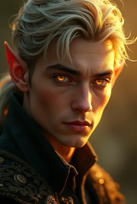 Handsome face golden eyes hunter eyes male elf 