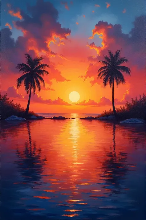 Give some good img of acrylic sunset painting img