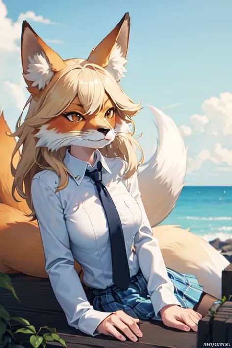 fox, red fox, anthropomorphic fox, long fox tail with black tip, anthro, elongated fox snout, furry, anthro, beautiful and detailed portrait of an anthropomorphic vixen ((female)), female, masterpiece, {{best quality}}, {{1girl}}, solo, full body, {{{{{fin...