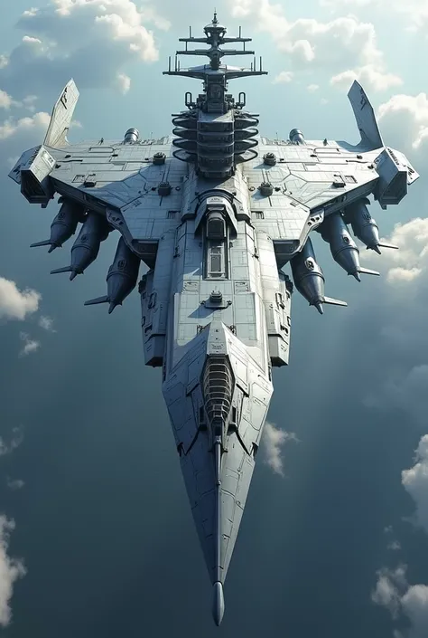 (Masterpiece 16k Full HD 2.0),An aircraft carrier flying in the sky(only1,2.0)(image: Gaw-class attack carrier,Specifications(full length:62m,Full weight:980t,Power source:Thermonuclear Reactor,Propulsion system:Thermonuclear jet engine,Maximum speed:Mach ...