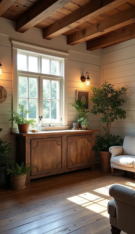 Reception area decorated with a farmhouse style interior design