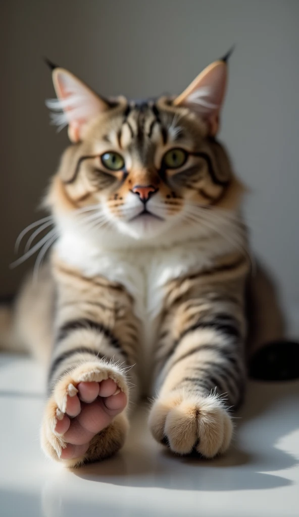 Cat sitting relaxed、A shot showing the toes of the front paws clearly。The ideal pose is with your fingers stretched out.。