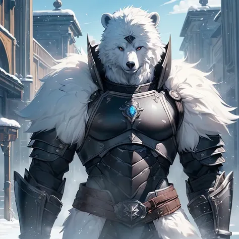 Masterpiece, High Resolution, Best Quality, HD, High Details, High Quality, Super Detailed, anime styled, high fantasy, "warcraft aesthetic".
{{(A male-adult-elder humanoid polar-bear warrior:(he has white fur, full body covered in white fur. Short polar-b...