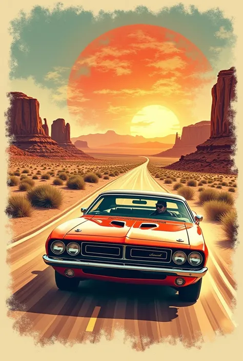 t-shirt design vintage restro desert drive