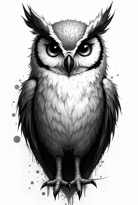 An owl in Black work style drawing