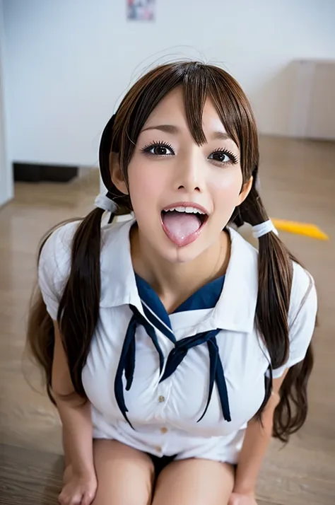 cheerful face,face focus,opening mouth widely,excessive cum in open mouth,penis on mouth,happy,at office,disheveled,look up,scho...