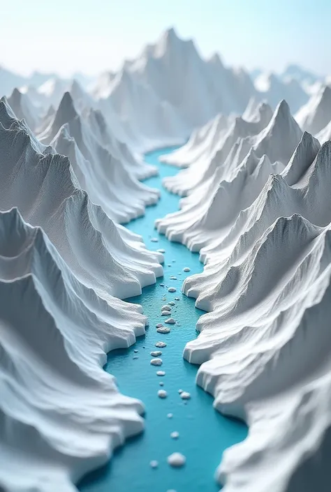 A model of the watersheds of the sierra with xxx mountains around and the water that comes out from the middle of them and these form a river., but it looks like a model, perfect, Make an exact representation of the mountain range&#39;s watersheds in a mod...