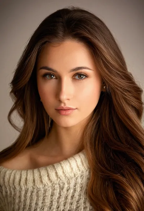 arafed image of a woman with long hair and a sweater on, beautiful portrait photo, beautiful portrait lighting, beautiful girl model, photo of a beautiful woman, gorgeous beautiful woman, beautiful model girl, beautiful portrait image, beautiful girl portr...