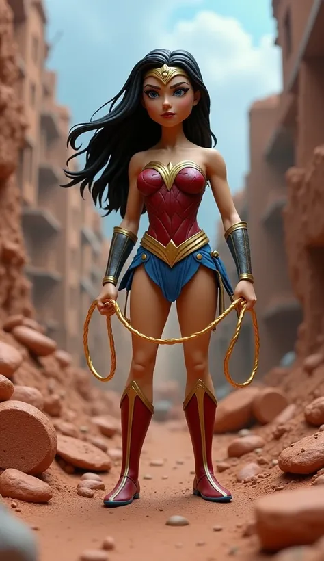 Clay animation, a scene from the movie Wonder Woman, 