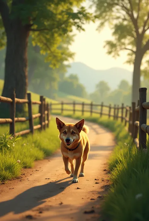 A dog on road 