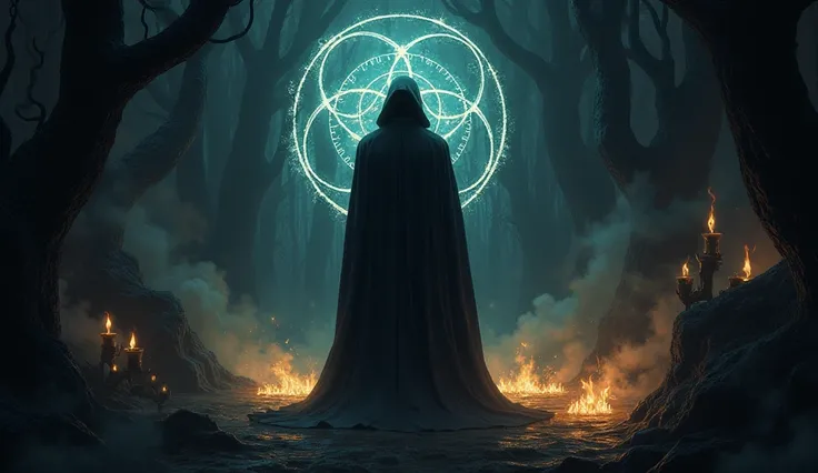 Design a dark and mysterious thumbnail featuring a mystical black background with glowing occult symbols. Overlay bold, eye-catching text that reads: Unlock Black Magic Secrets! Include an element of intrigue, like an enigmatic figure or eerie ritual scene...