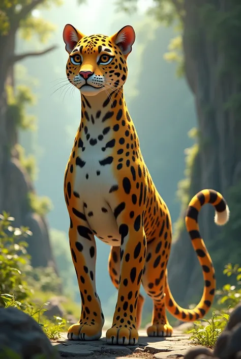 I want an animated and humanized leopard, has to stand on two legs like a human

