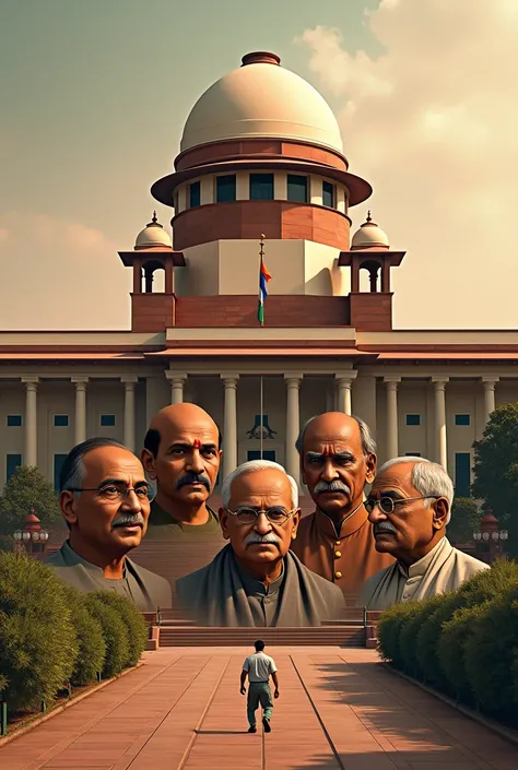 Indian Parliament with all freedom fighters faces