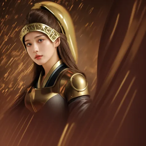 a close up of a woman in a gold costume with a helmet on, portrait armored astronaut girl, inspired by Wu Bin, a young woman as genghis khan, girl in knight armor, portrait knights of zodiac girl, 3 d render character art 8 k, a beautiful fantasy empress, ...