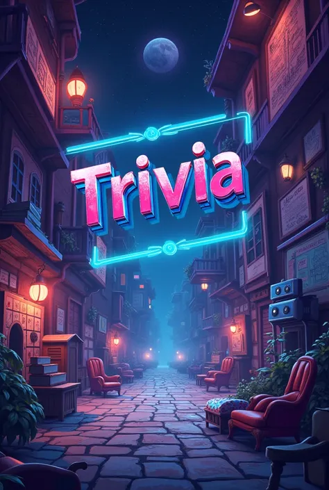 Create a vibrant, eye-catching image for a TikTok trivia channel. The image should feature a dynamic background with visual elements that suggest exploration and discovery., like brain icons, lights, maps, and objects related to science, history and techno...