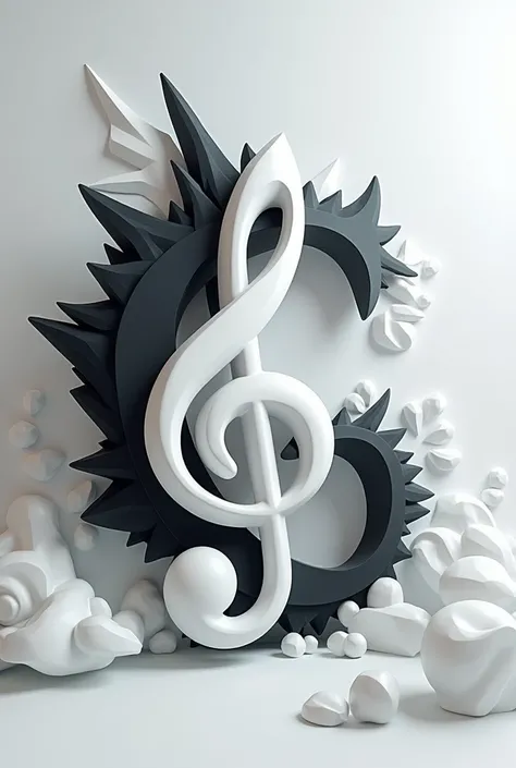 G cleft in music 3d mixture of white and black