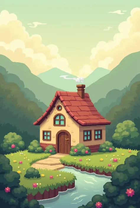 create a pixel house with TEA colors 