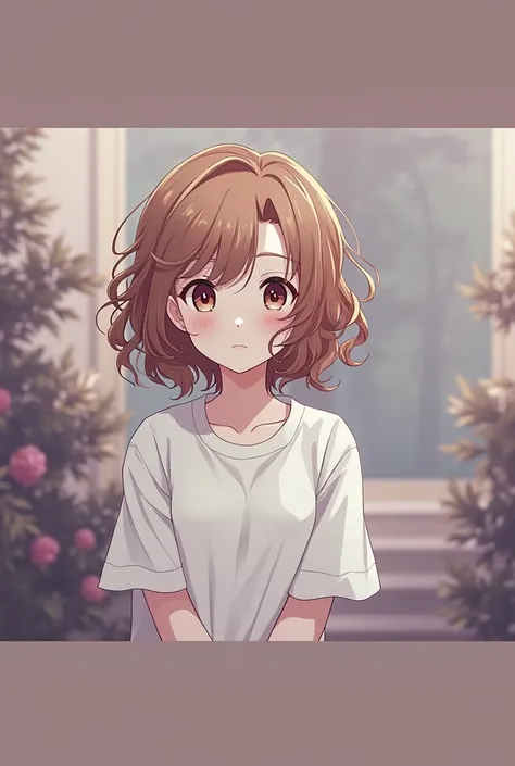 Young,woman, adolescent, curly hair, Brown hair,anime