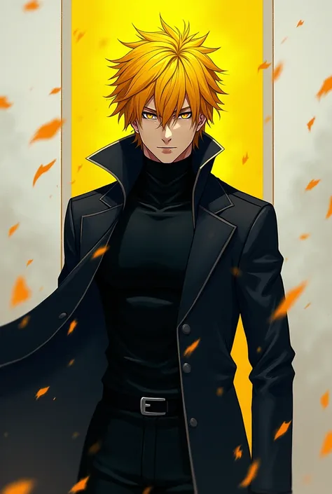 Man in black clothes with yellow anime style hair